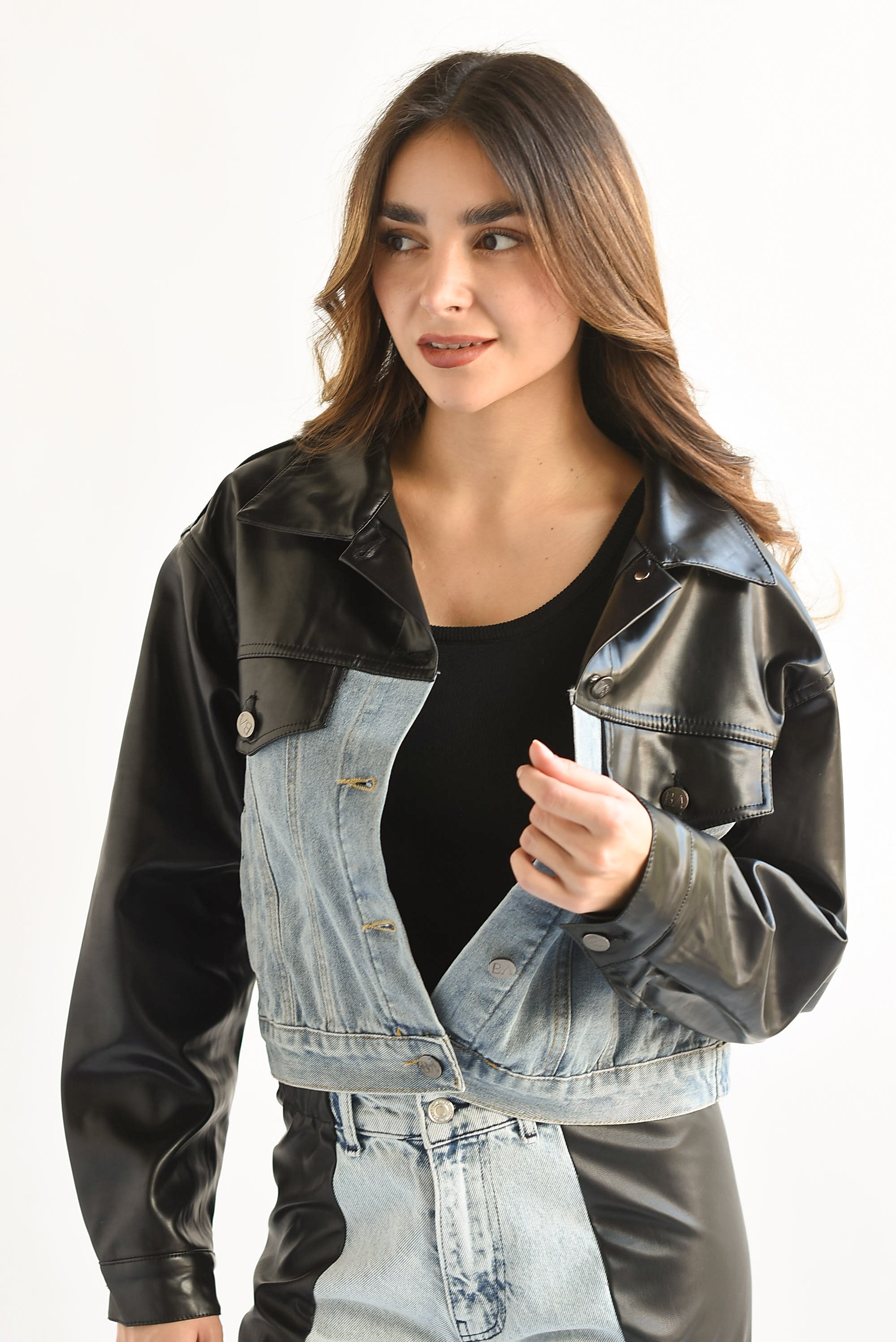 Chamarra Denim Vinipiel Negro