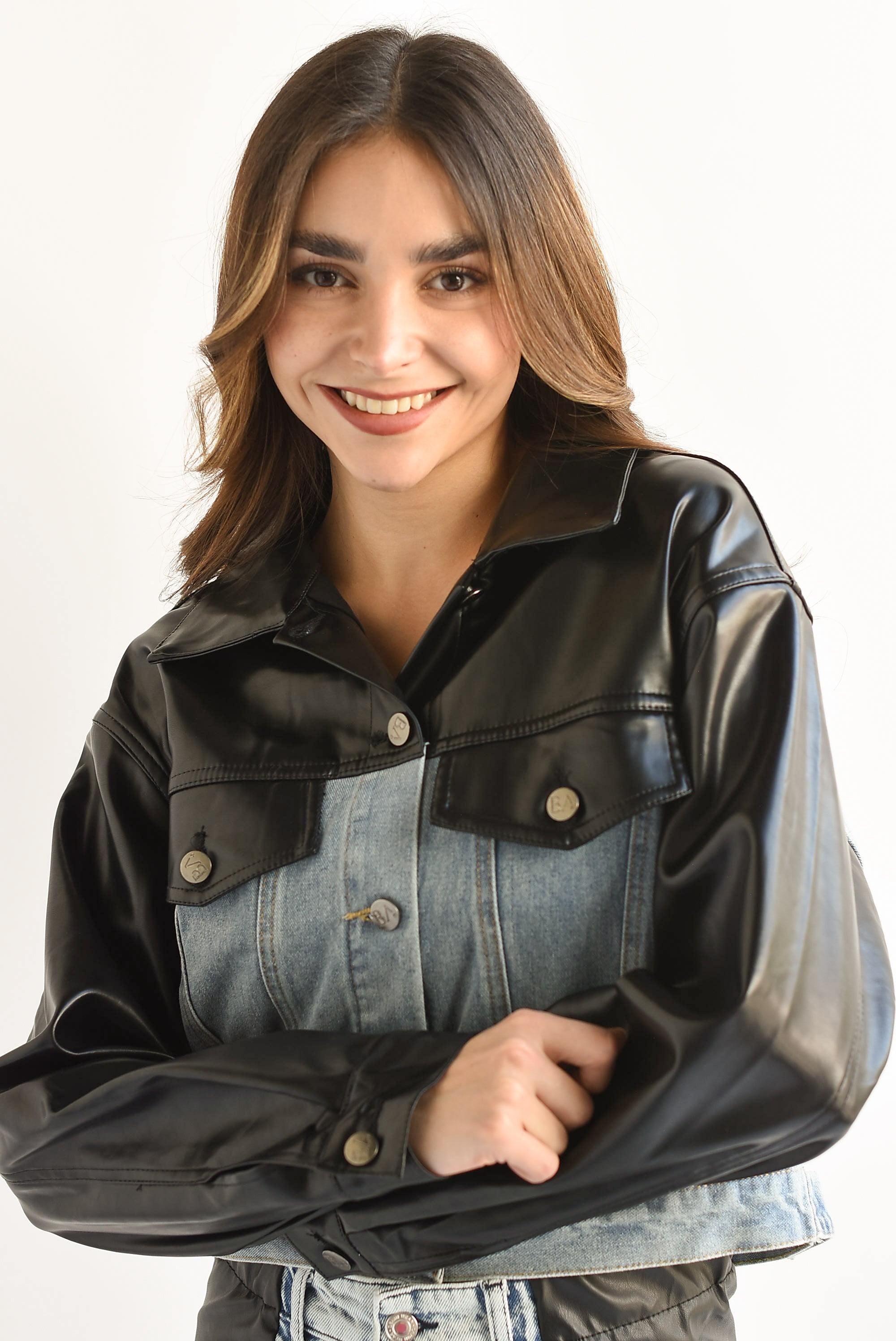 Chamarra Denim Vinipiel Negro