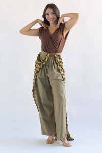 Fashion Styled Pantalón con falda cuadros Verde Olivo