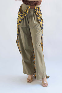Fashion Styled Pantalón con falda cuadros Verde Olivo
