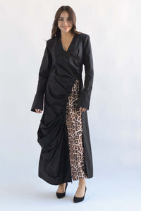 Fashion Styled Maxiblusa asimétrica drapeada Negro