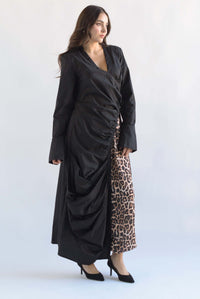 Fashion Styled Maxiblusa asimétrica drapeada Negro