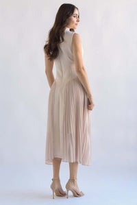 Fashion Styled Vestido plisado torso cuadros Blush