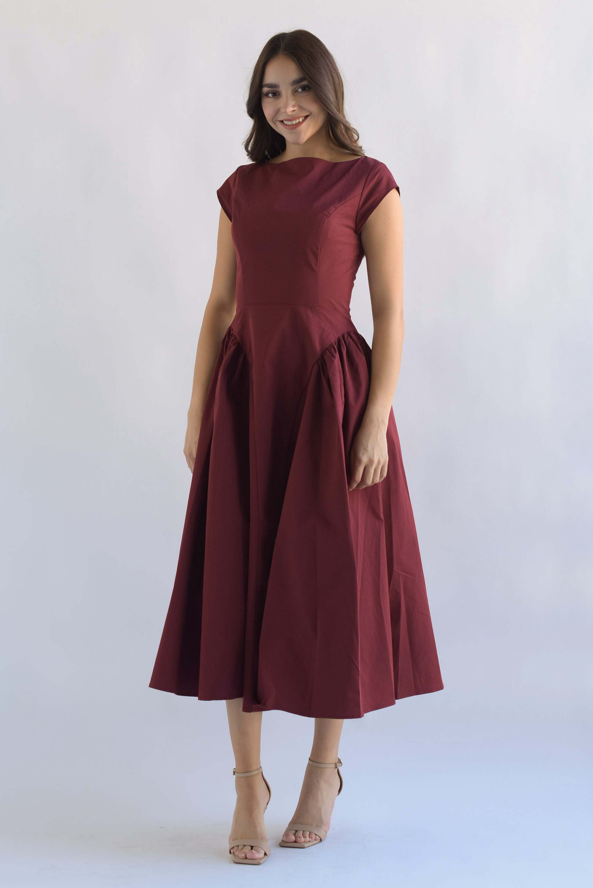 Vestido torso largo Vino