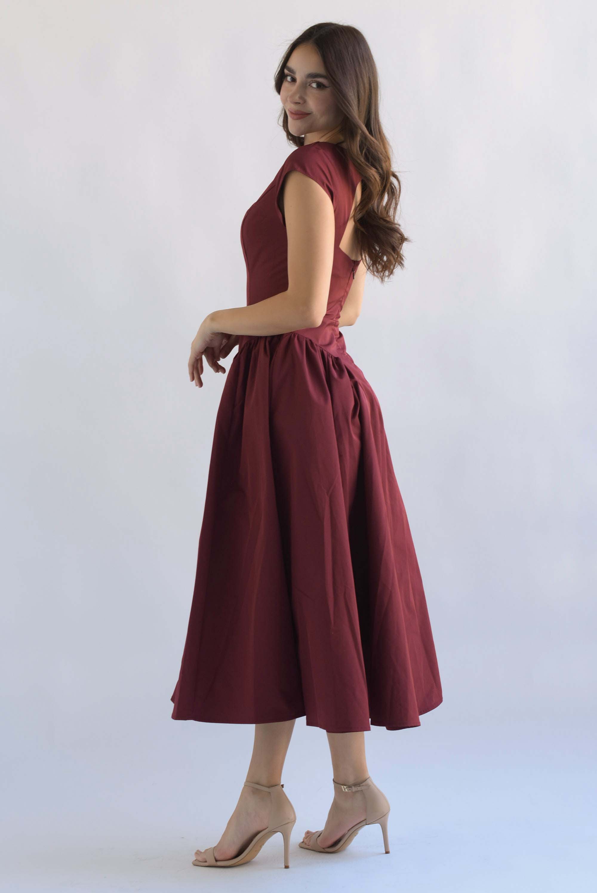 Vestido torso largo Vino