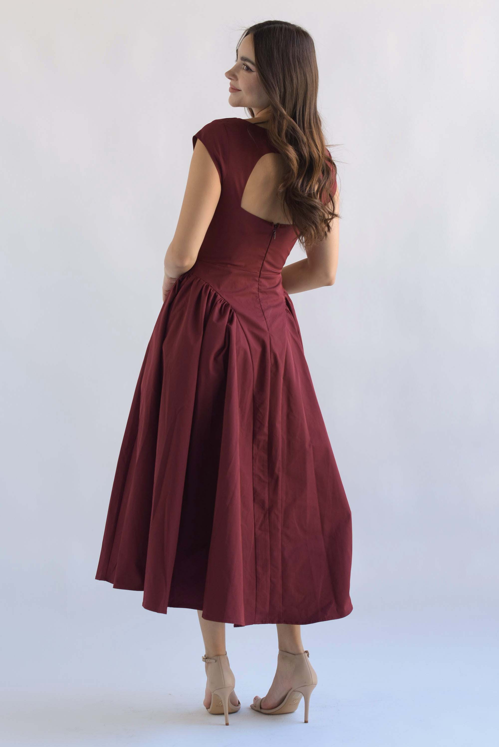 Vestido torso largo Vino