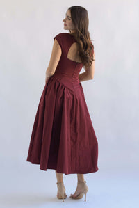 Fashion Styled Vestido torso largo Vino