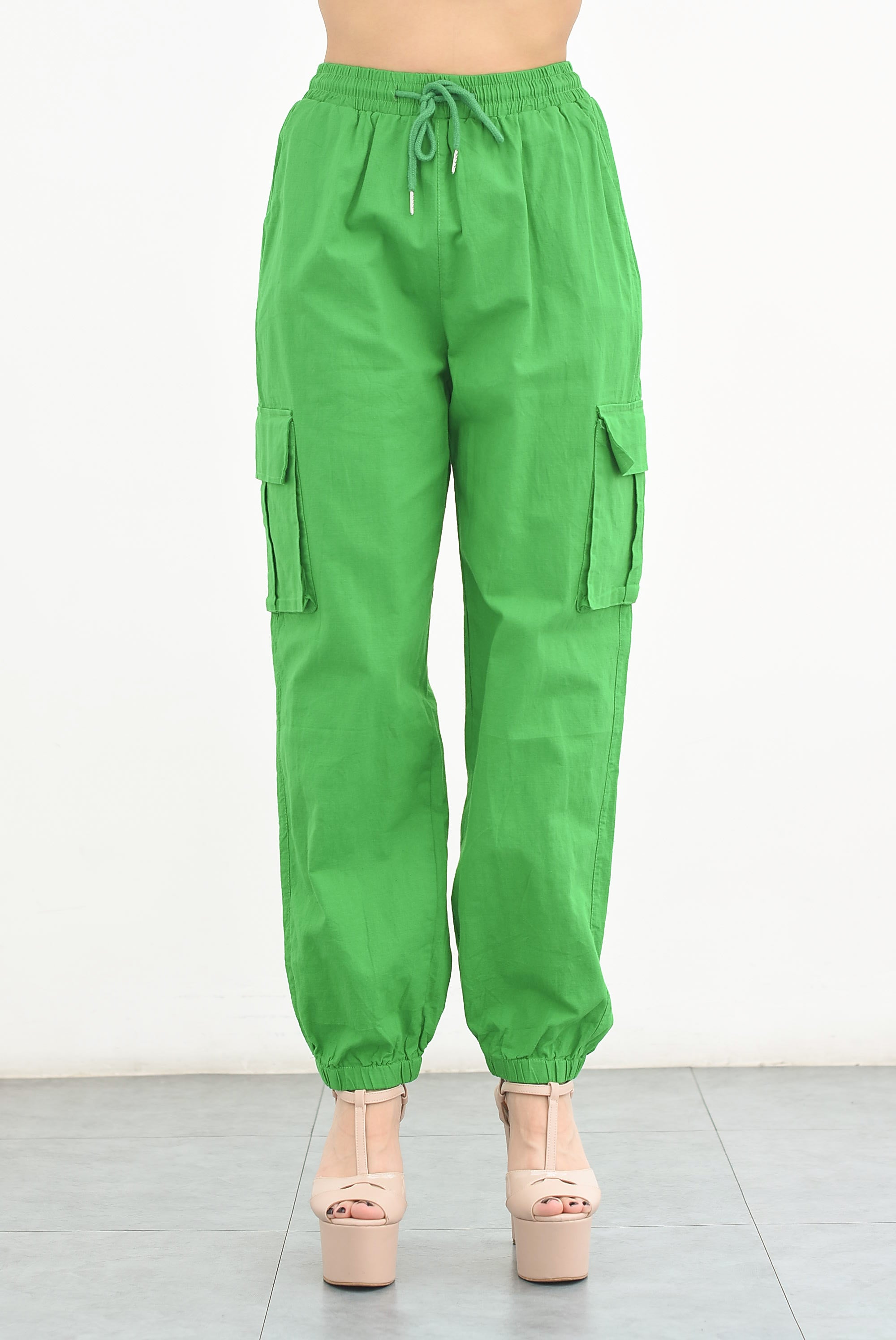 Jogger cargo lino Verde