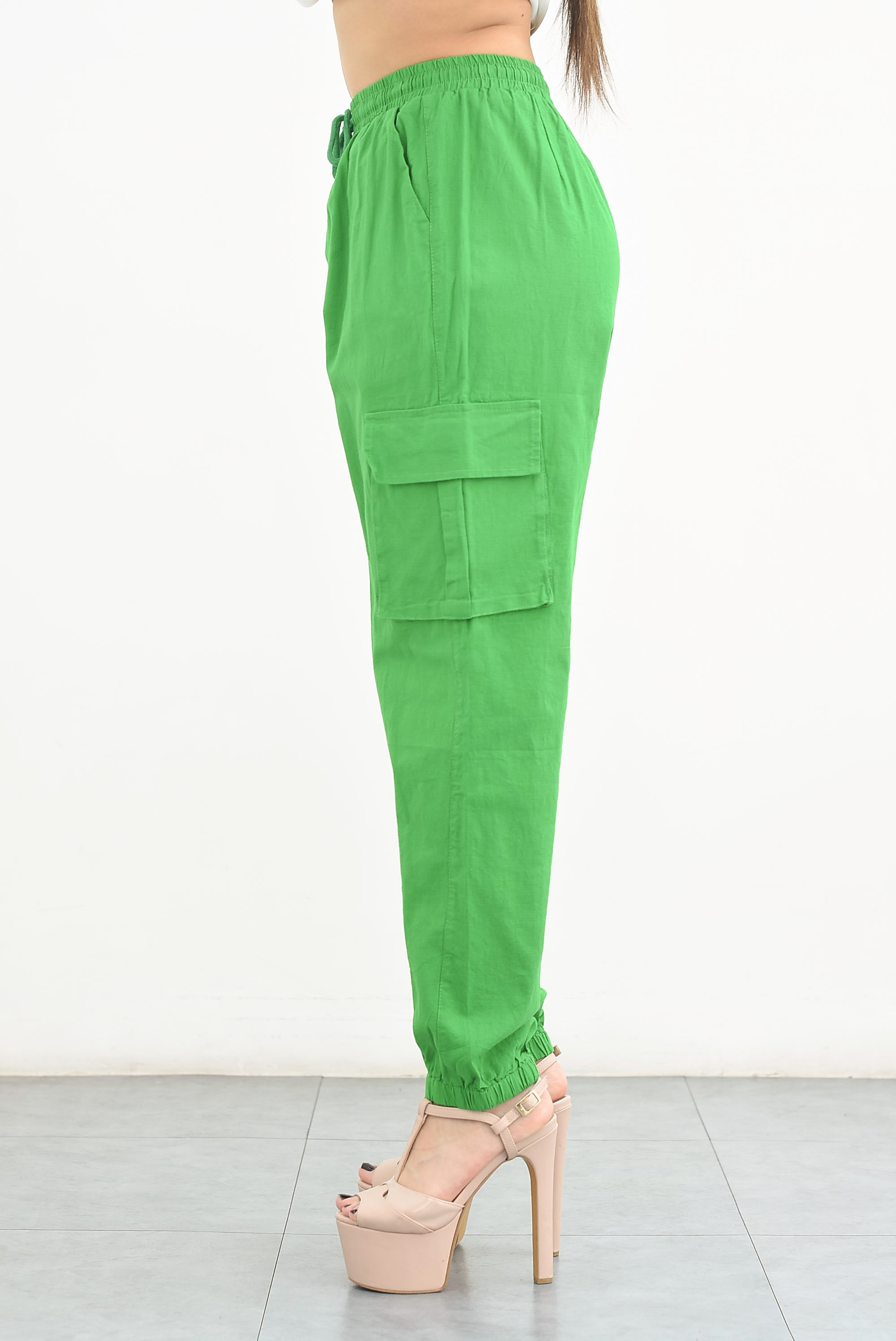 Jogger cargo lino Verde