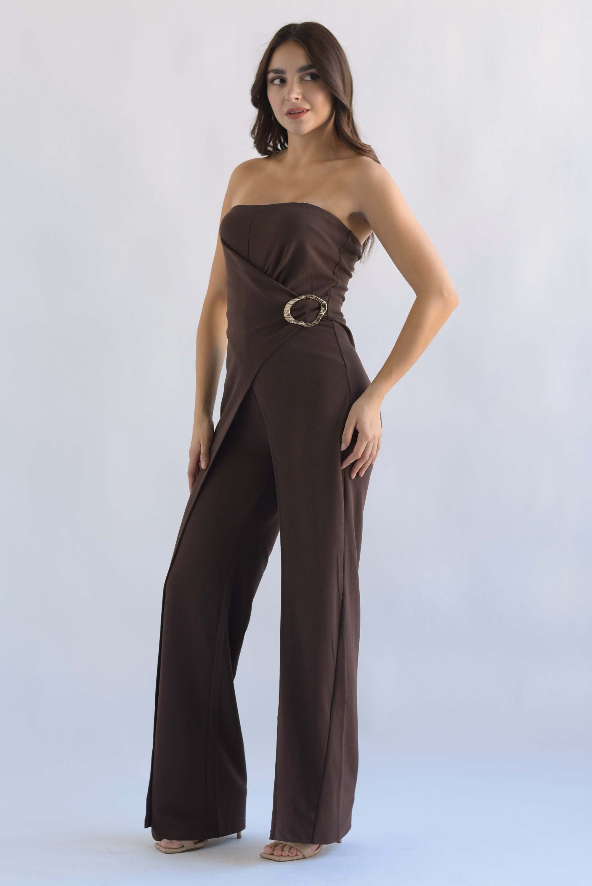 Jumpsuit cruzado strapless Espresso