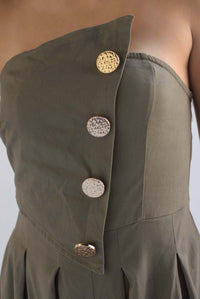 Fashion Styled Jumpsuit wide strapless Verde Olivo