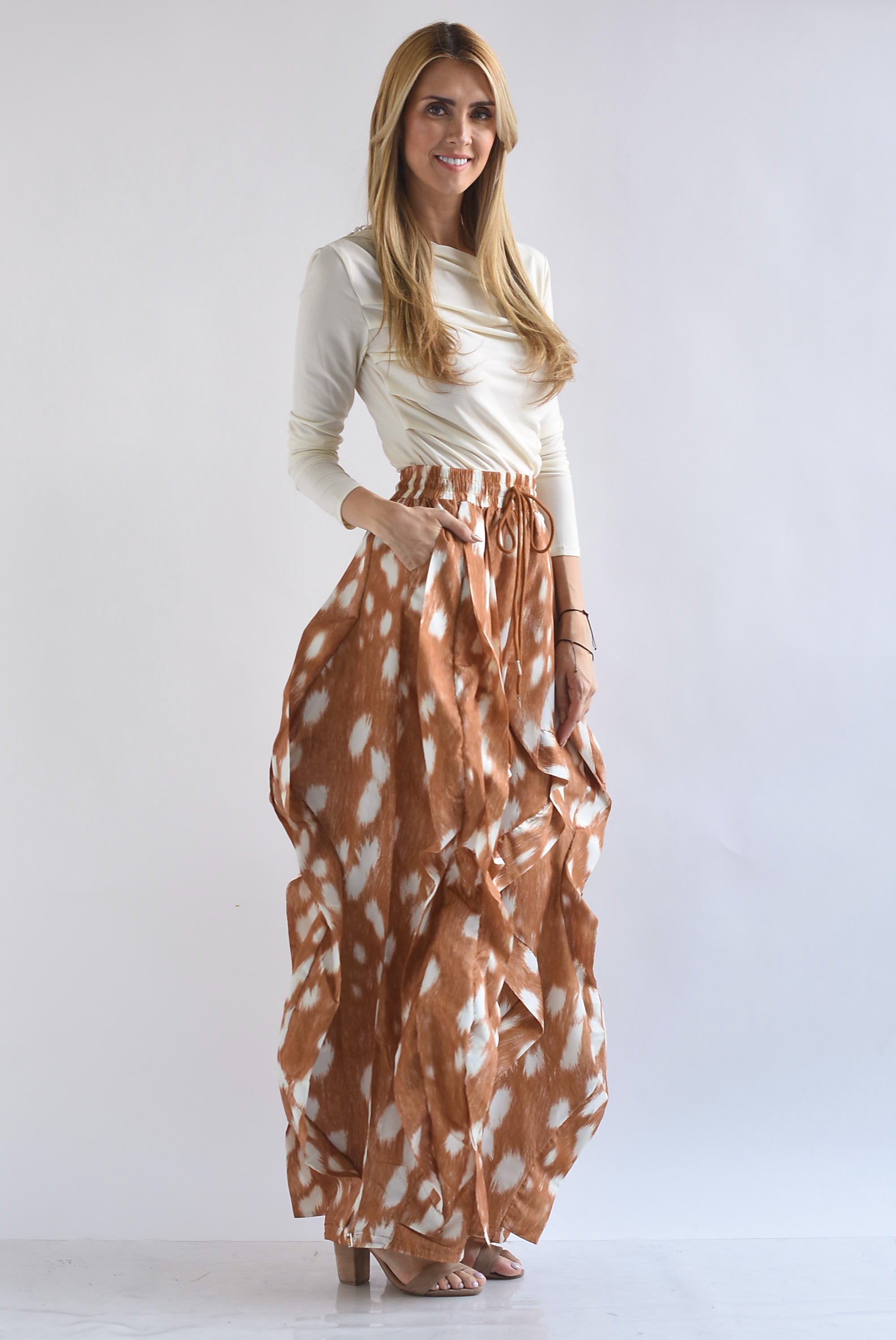 Pantalón Parachute ondas estampado