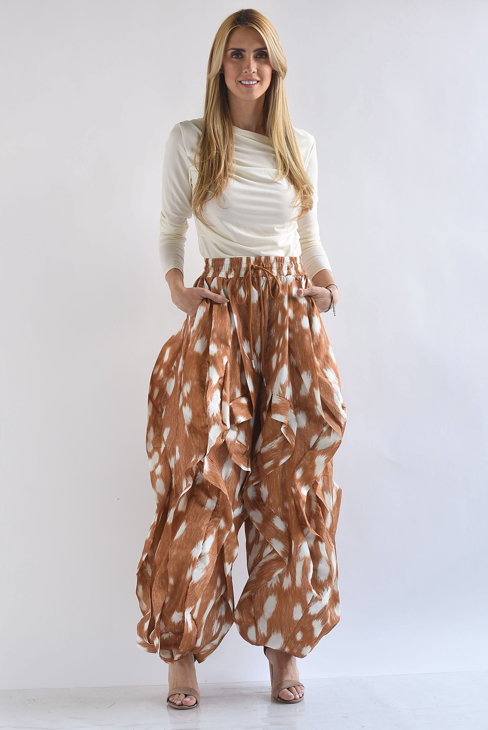 Pantalón Parachute ondas estampado