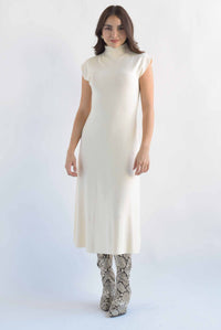 Fashion Styled Vestido largo punto cuello perkins Ivory