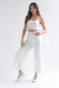 Fashion Styled Jeans barrel capri Blanco