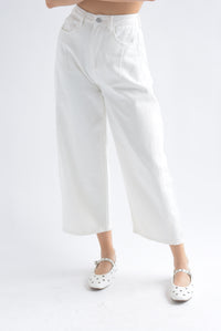 Fashion Styled Jeans barrel capri Blanco