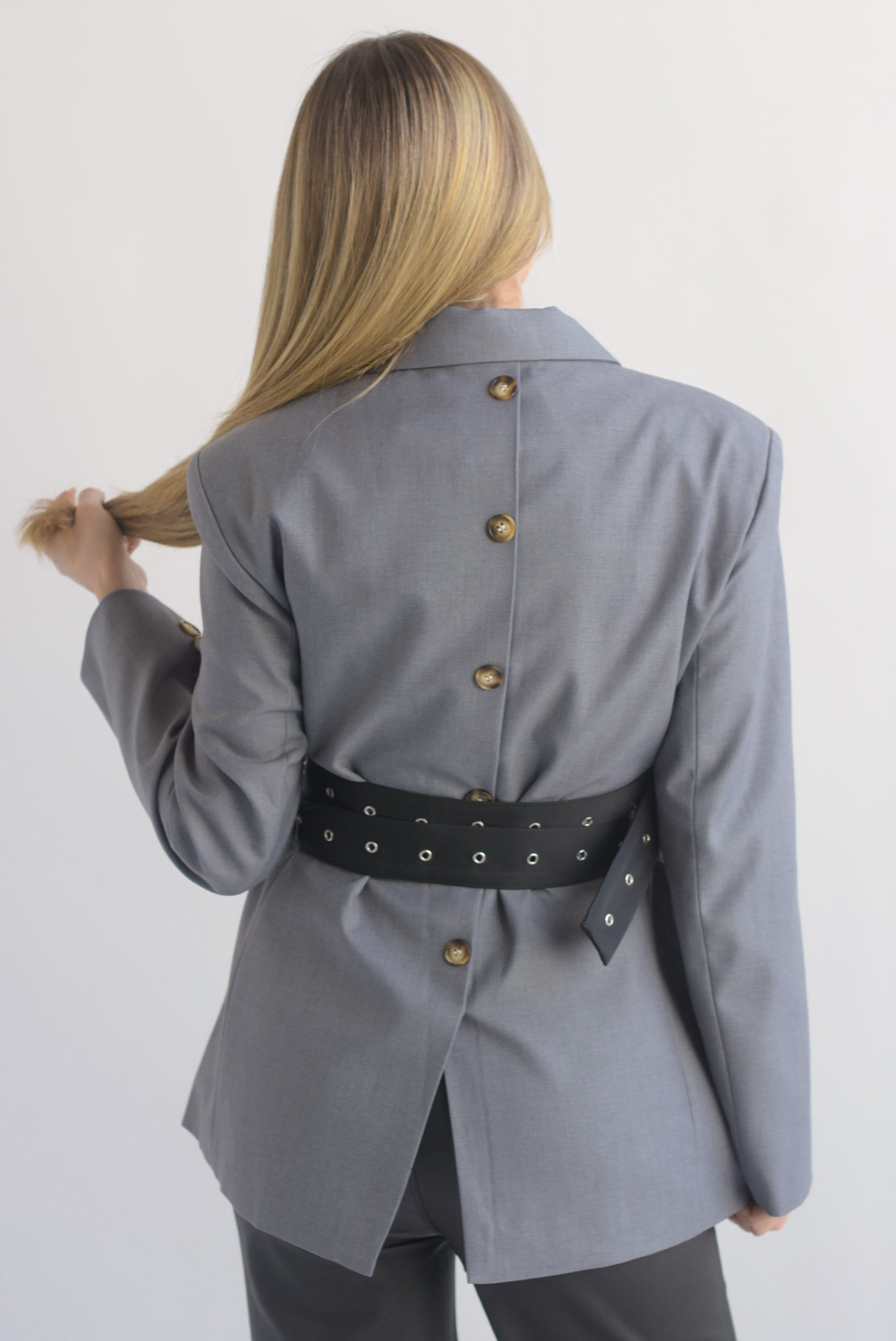 Blazer doble cinturón