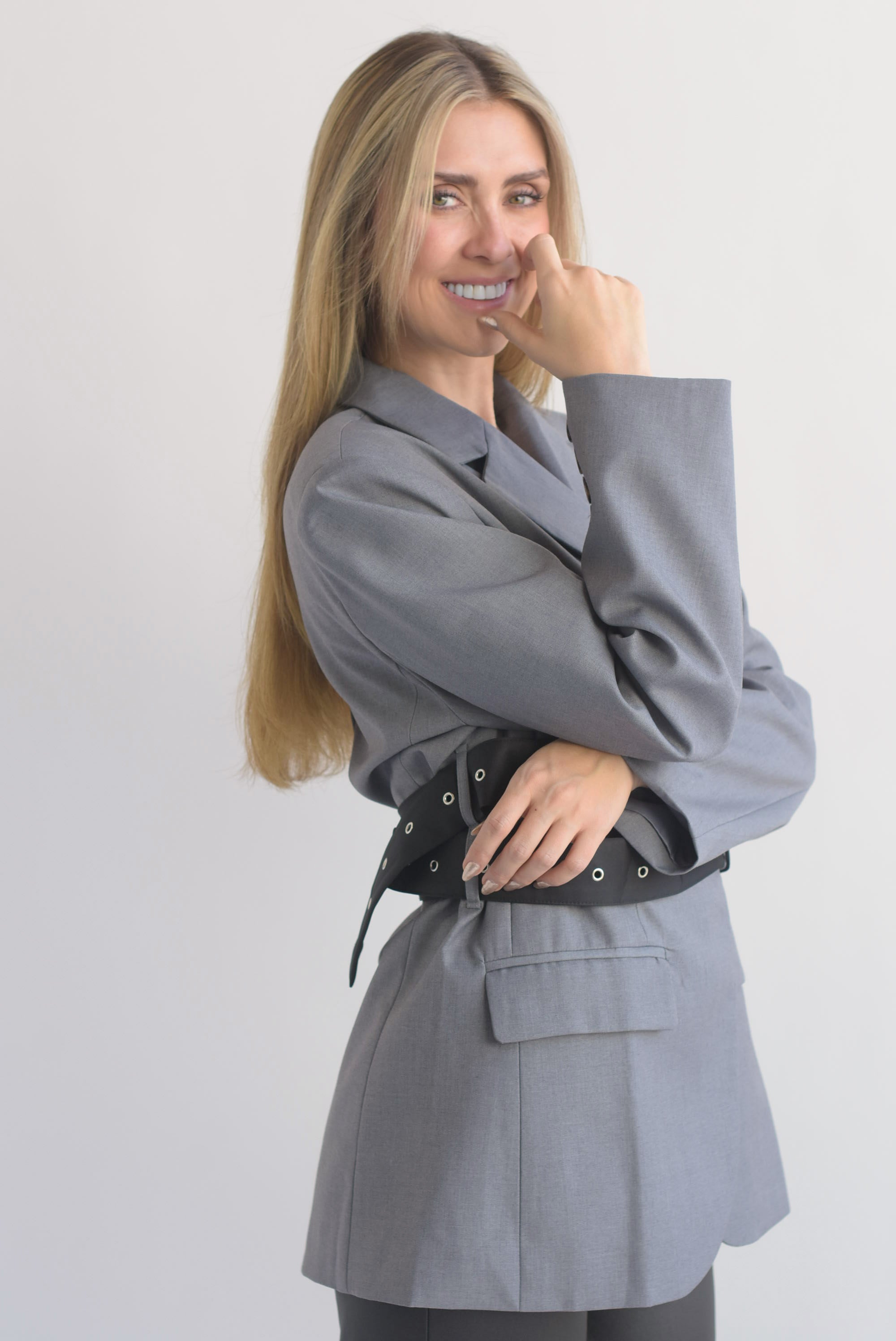 Blazer doble cinturón