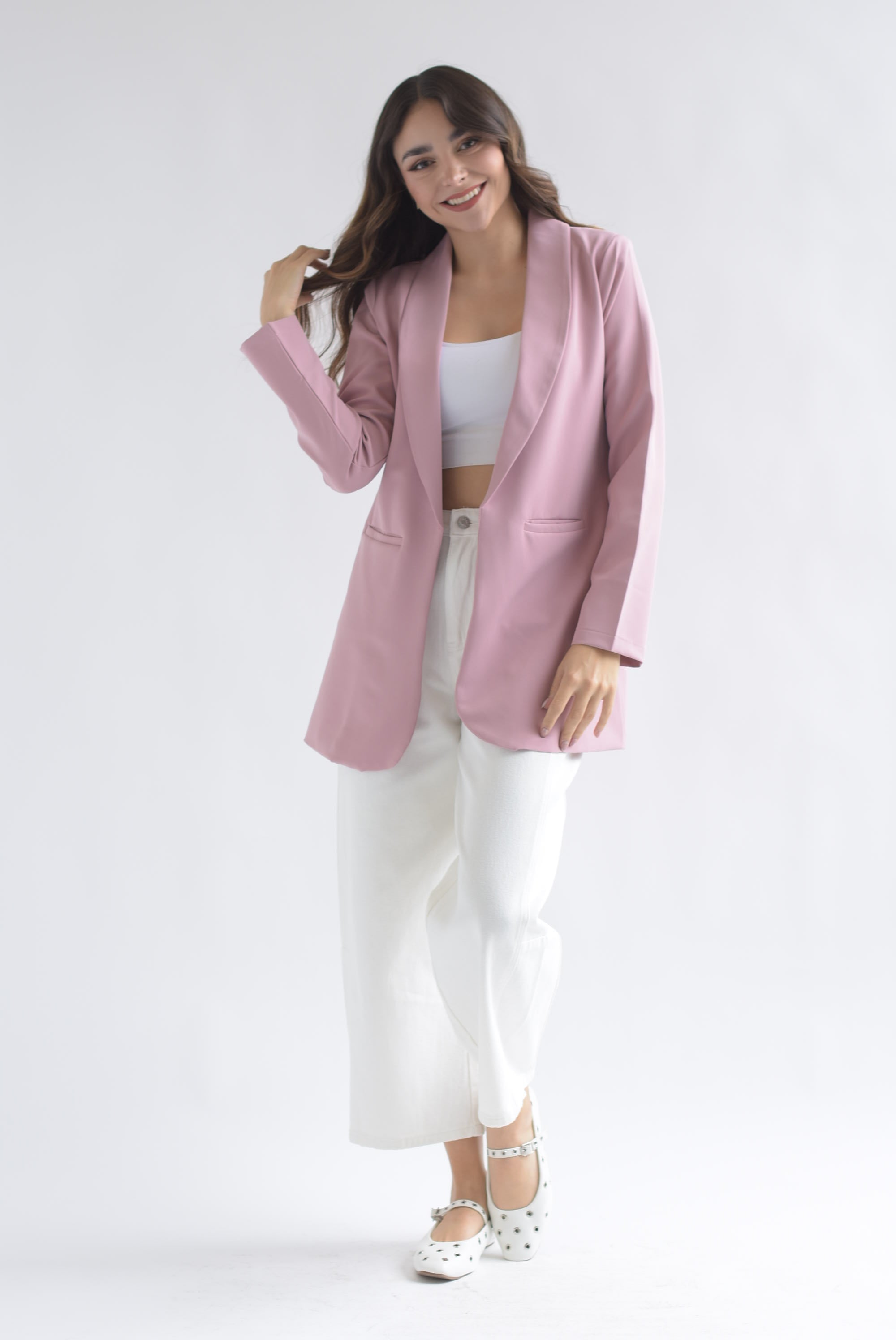 Blazer bolsillos ojal Rosa palo