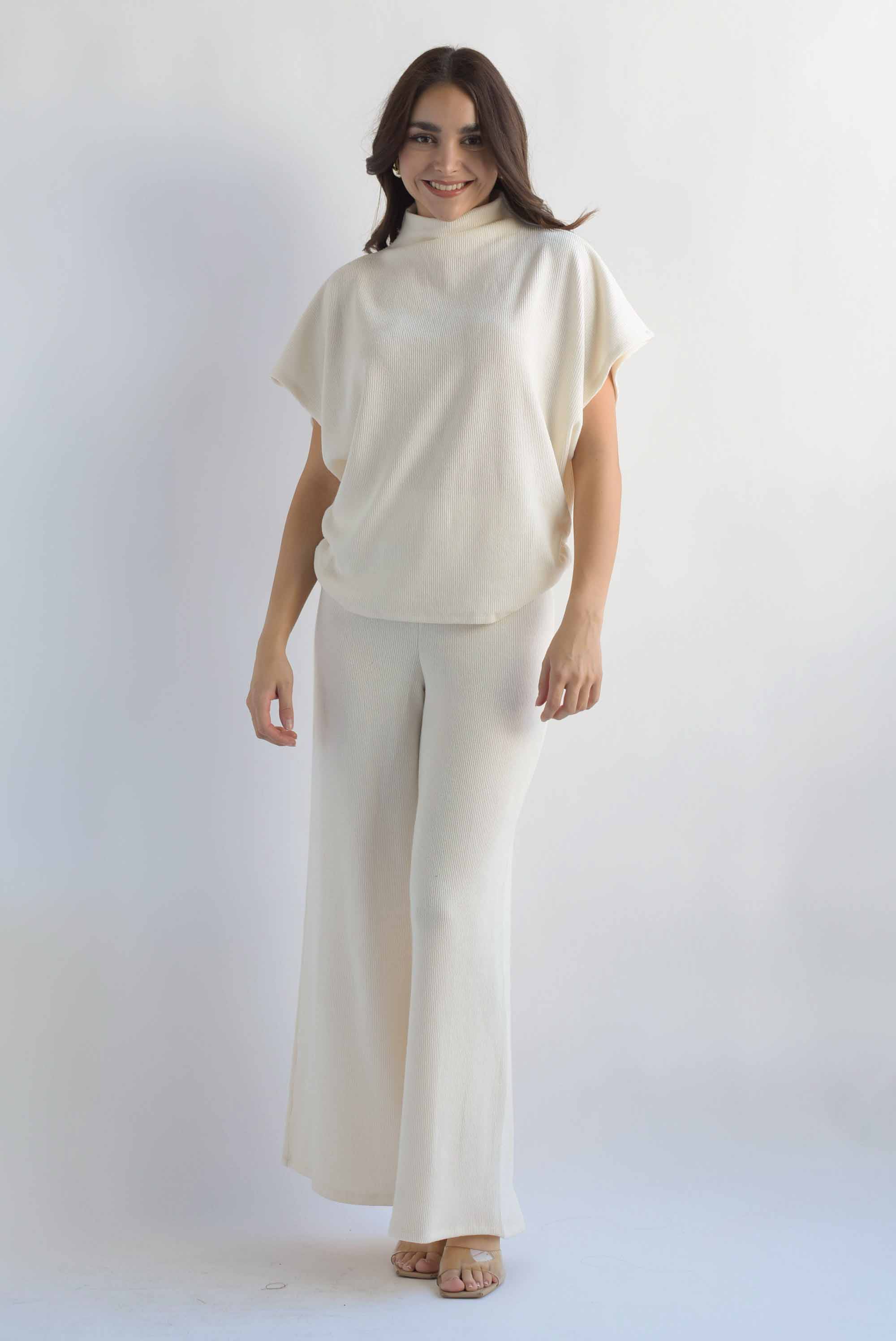 Set Pantalón y Blusa perkins punto Ivory