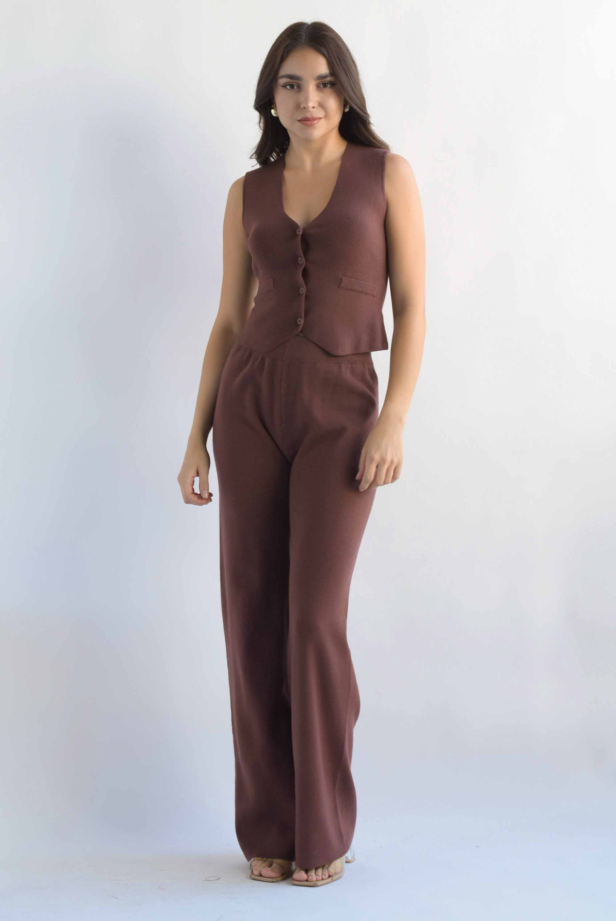 Set Pantalón y Chaleco punto Espresso