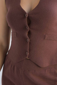 Fashion Styled Set Pantalón y Chaleco punto Espresso