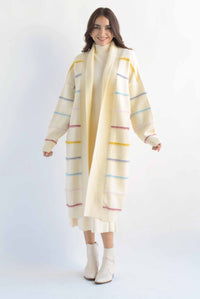 Fashion Styled Ensamble largo punto rayas pastel Ivory