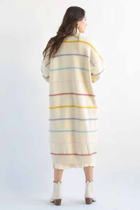 Fashion Styled Ensamble largo punto rayas pastel Ivory