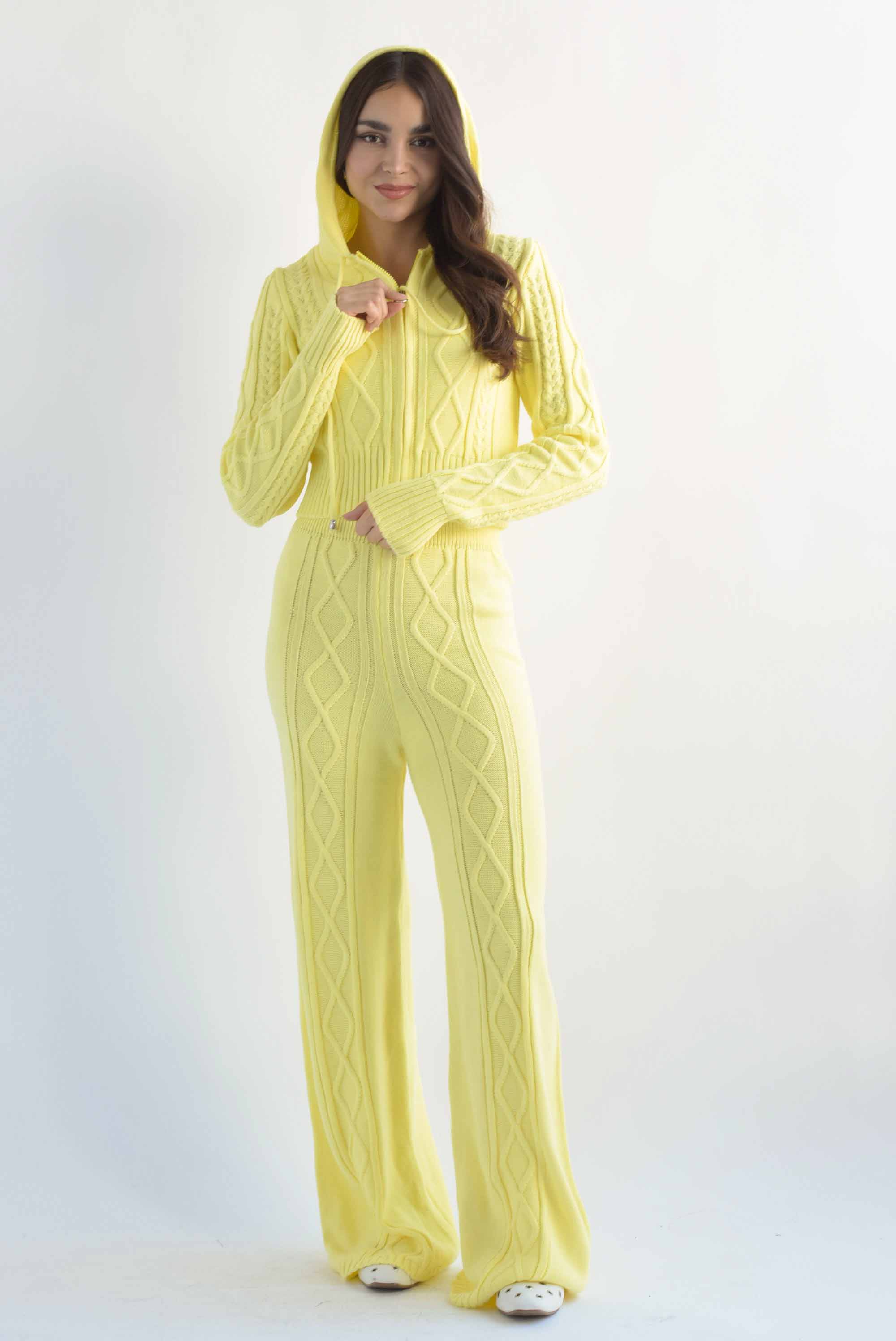 Set Pantalón y Hoodie punto Amarillo
