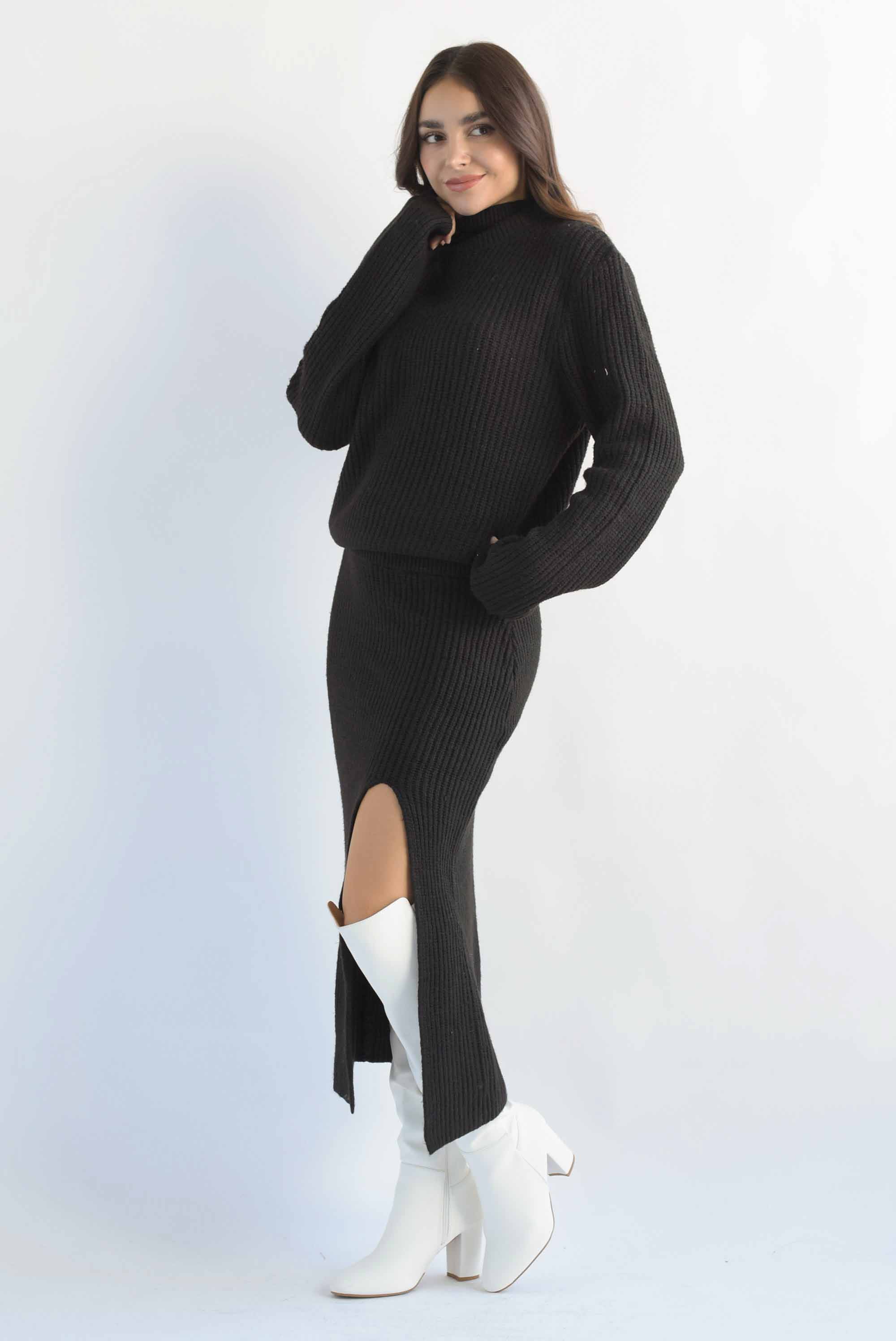 Set Falda recta y Sweater punto Negro