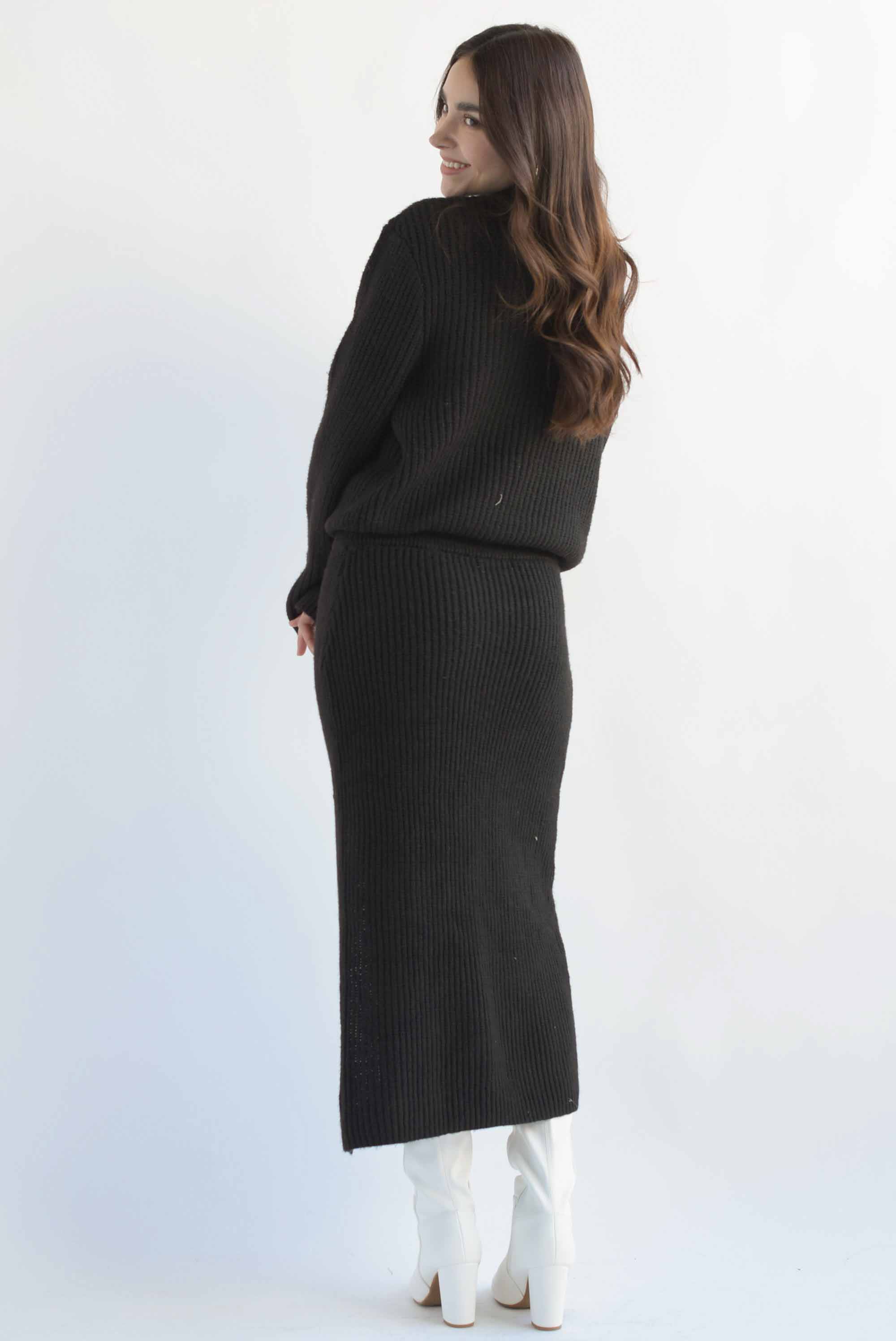 Set Falda recta y Sweater punto Negro