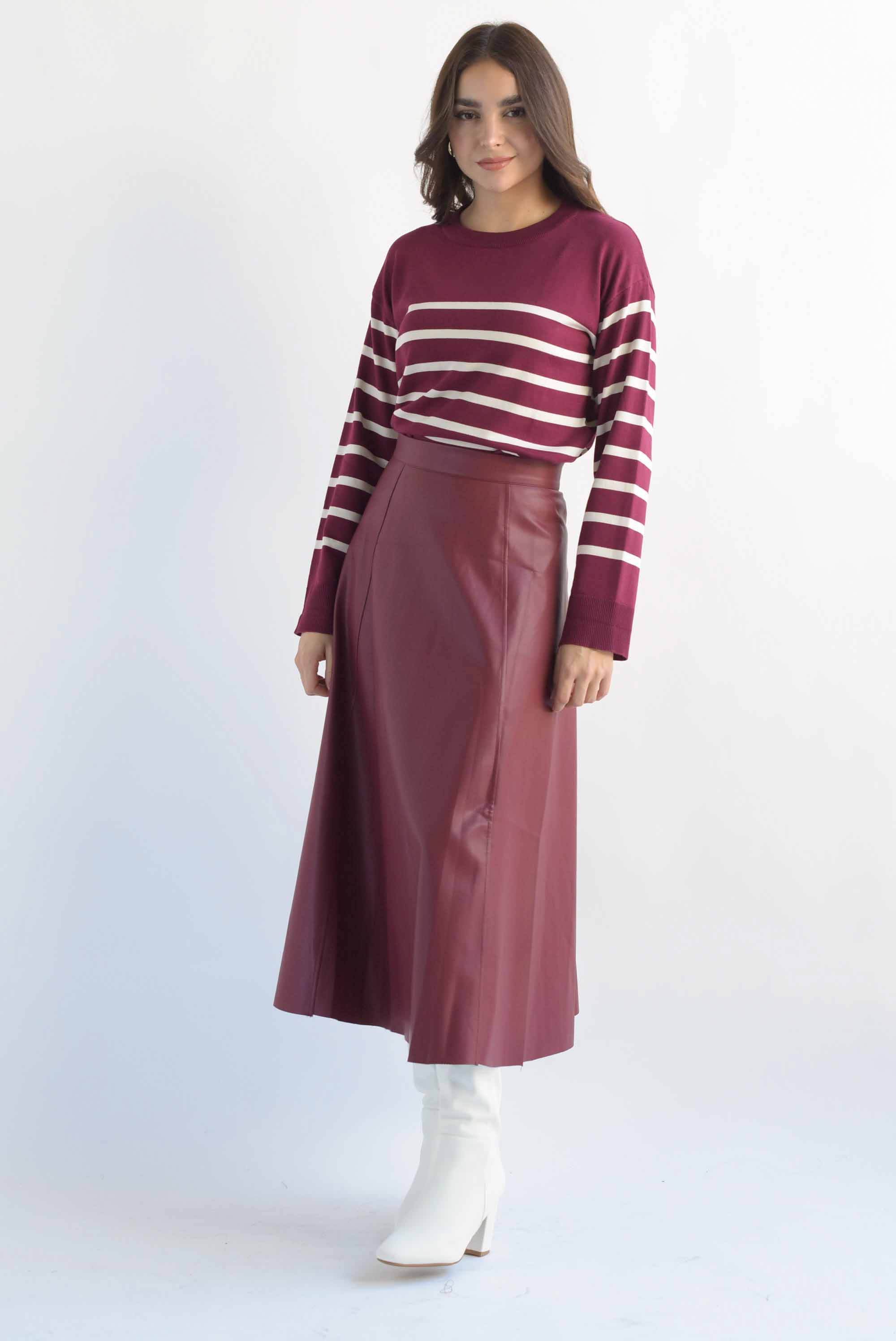 Sweater ligero líneas Vino