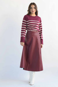 Fashion Styled Falda vinipiel corte A Vino