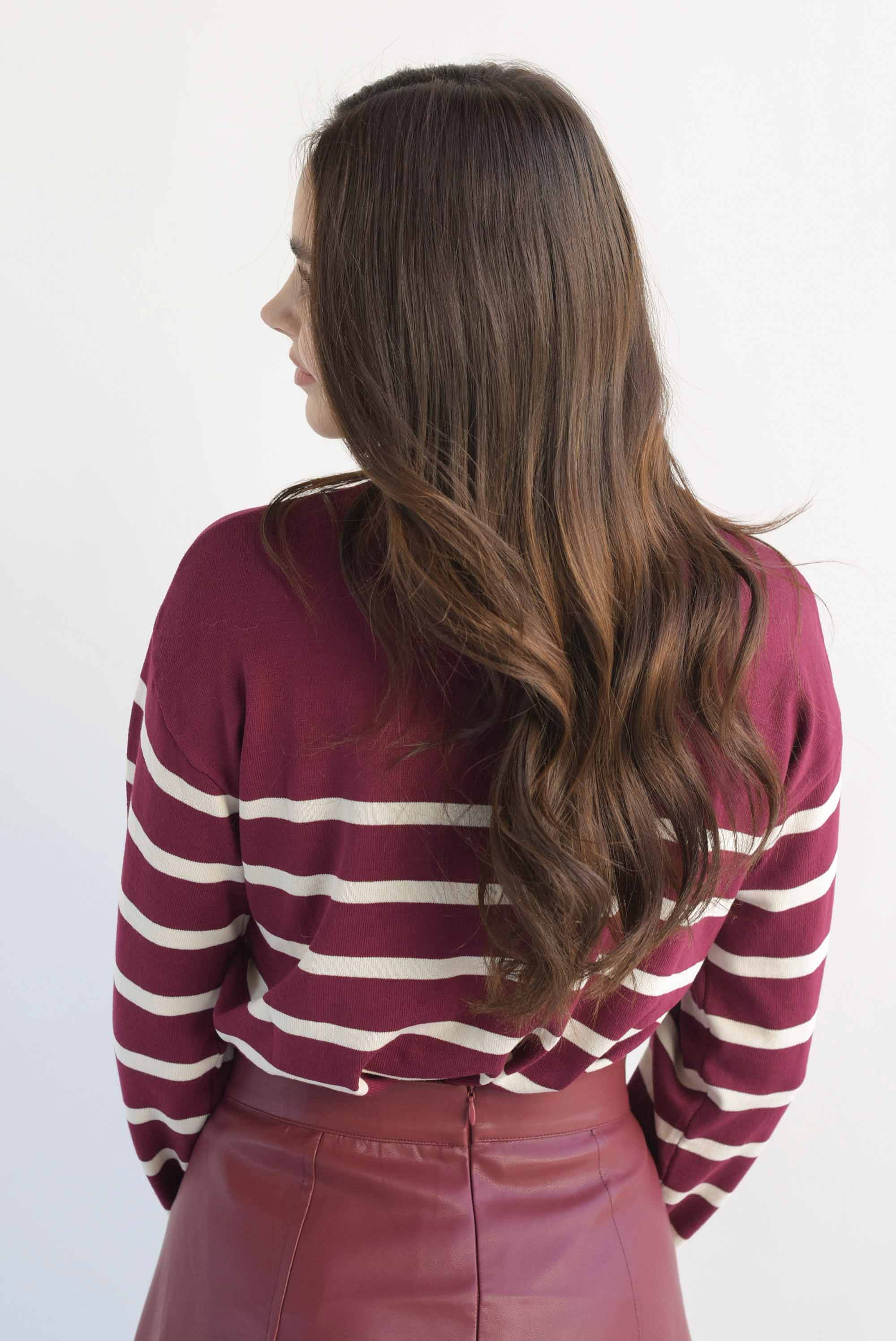 Sweater ligero líneas Vino