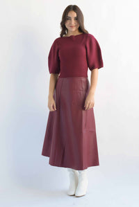 Fashion Styled Falda vinipiel corte A Vino