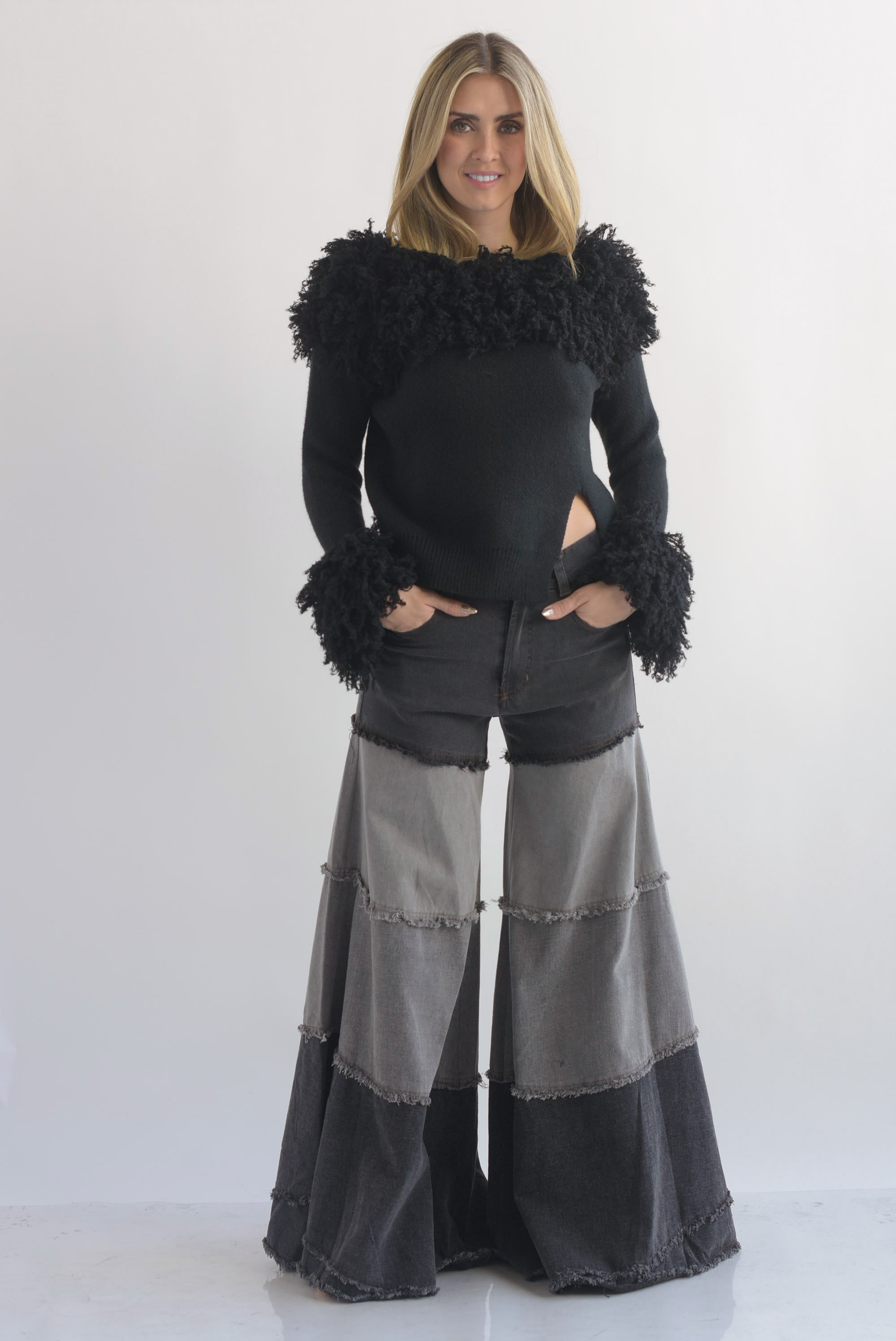 Jeans patchwork pata de elefante