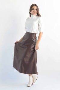Fashion Styled Falda vinipiel corte A Espresso