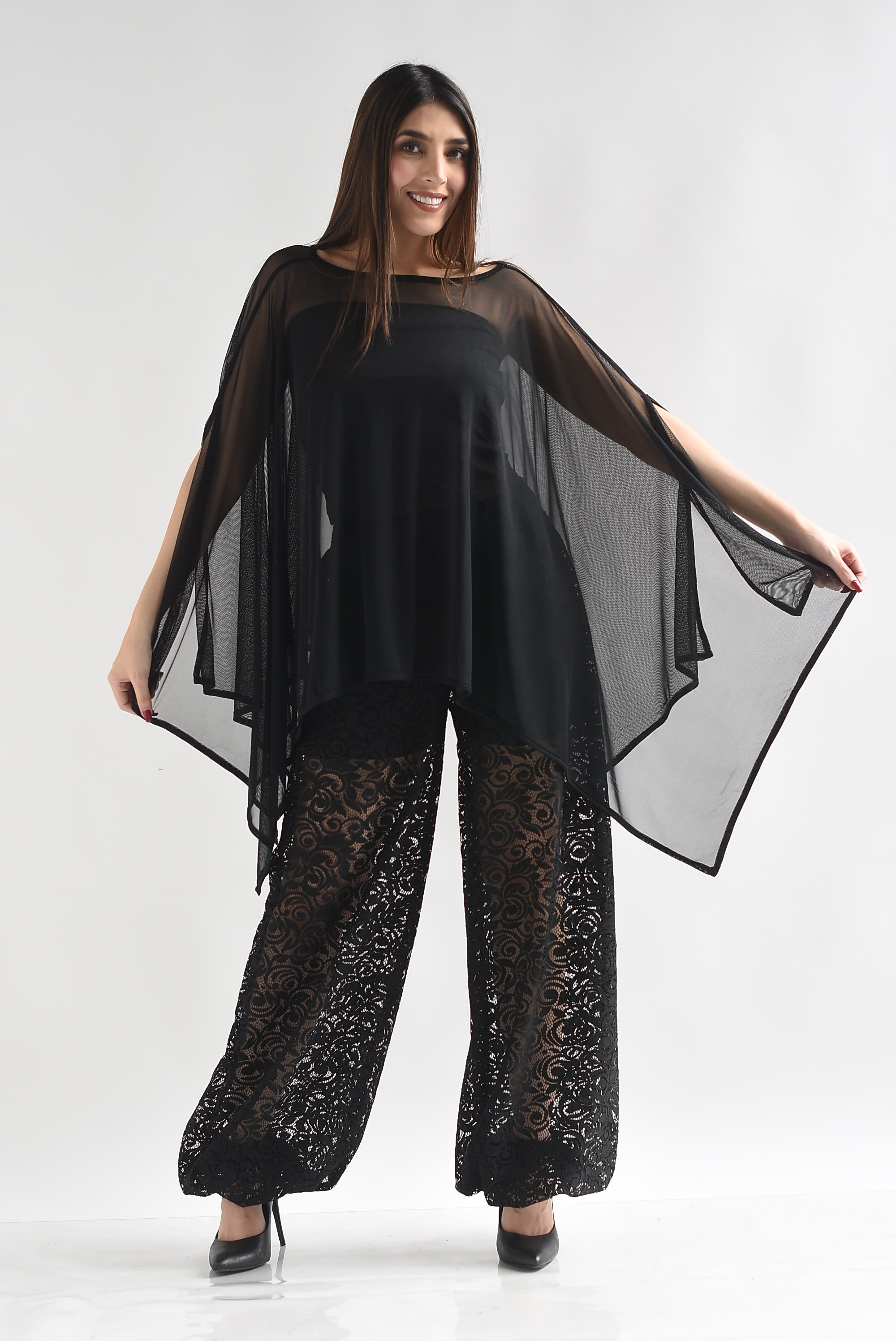 Poncho mesh con top