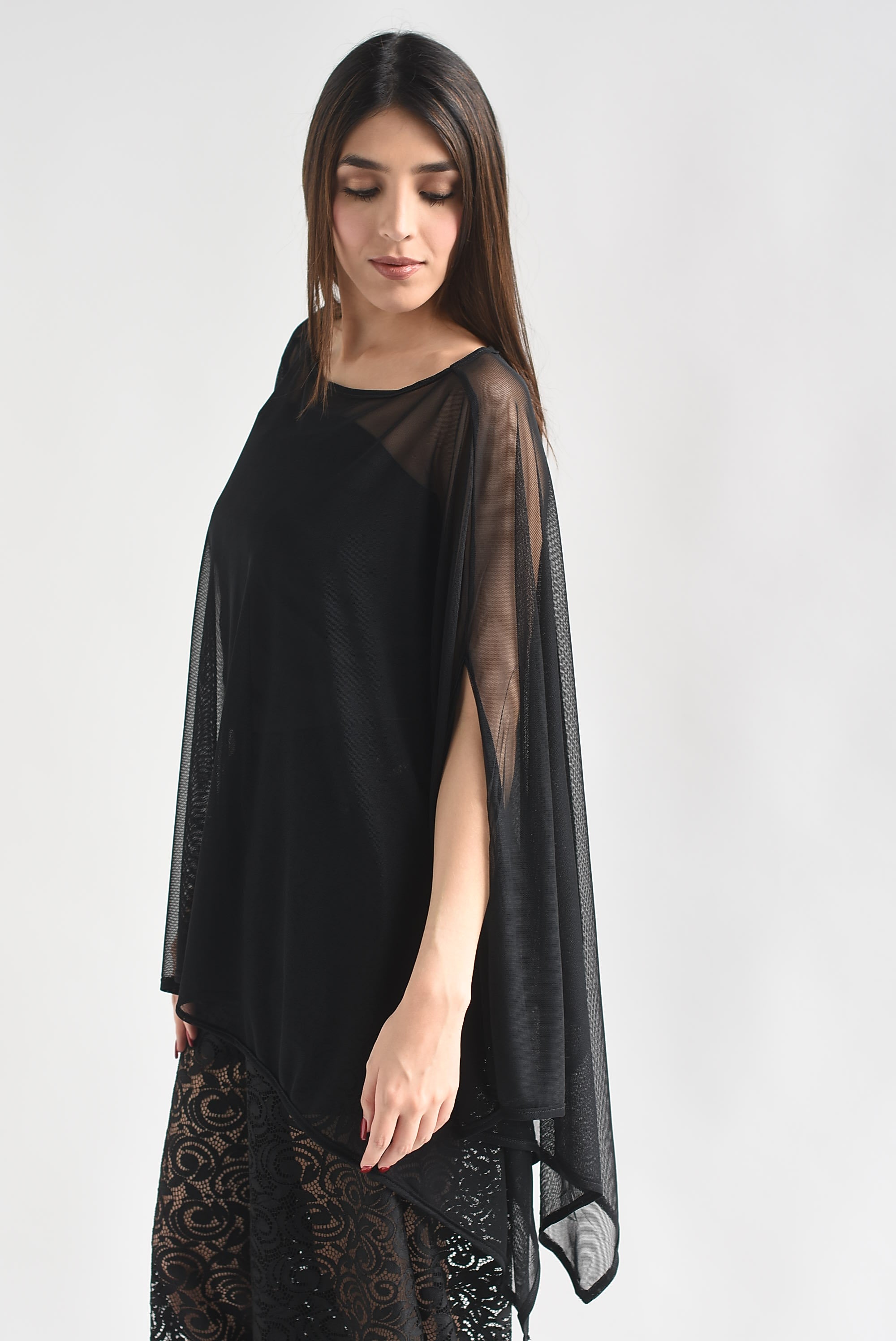 Poncho mesh con top