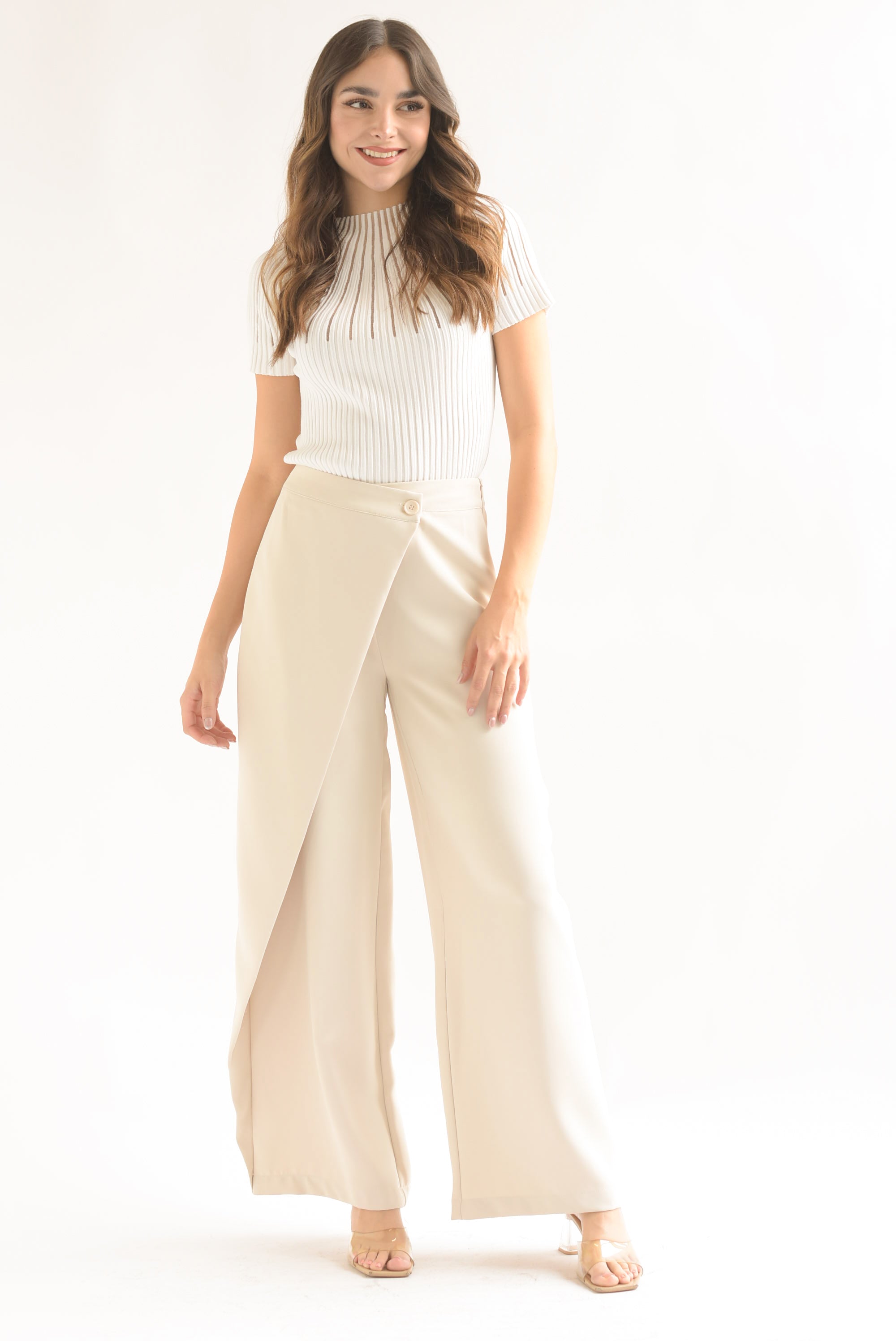 Pantalón de vestir asimétrico Beige