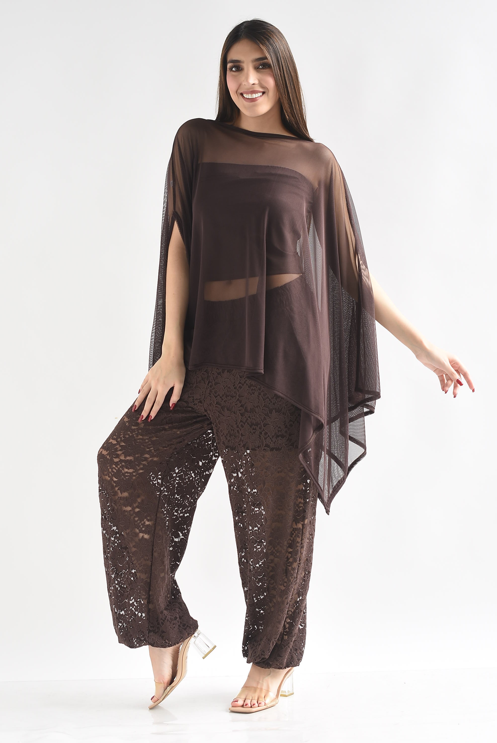 Poncho mesh con top