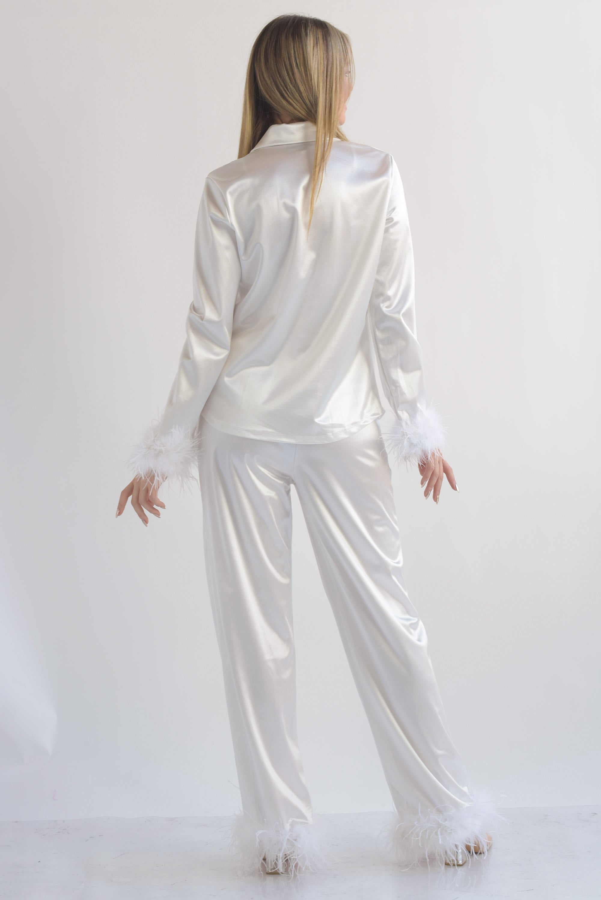 Set pijama Pantalón y Blusa plumas