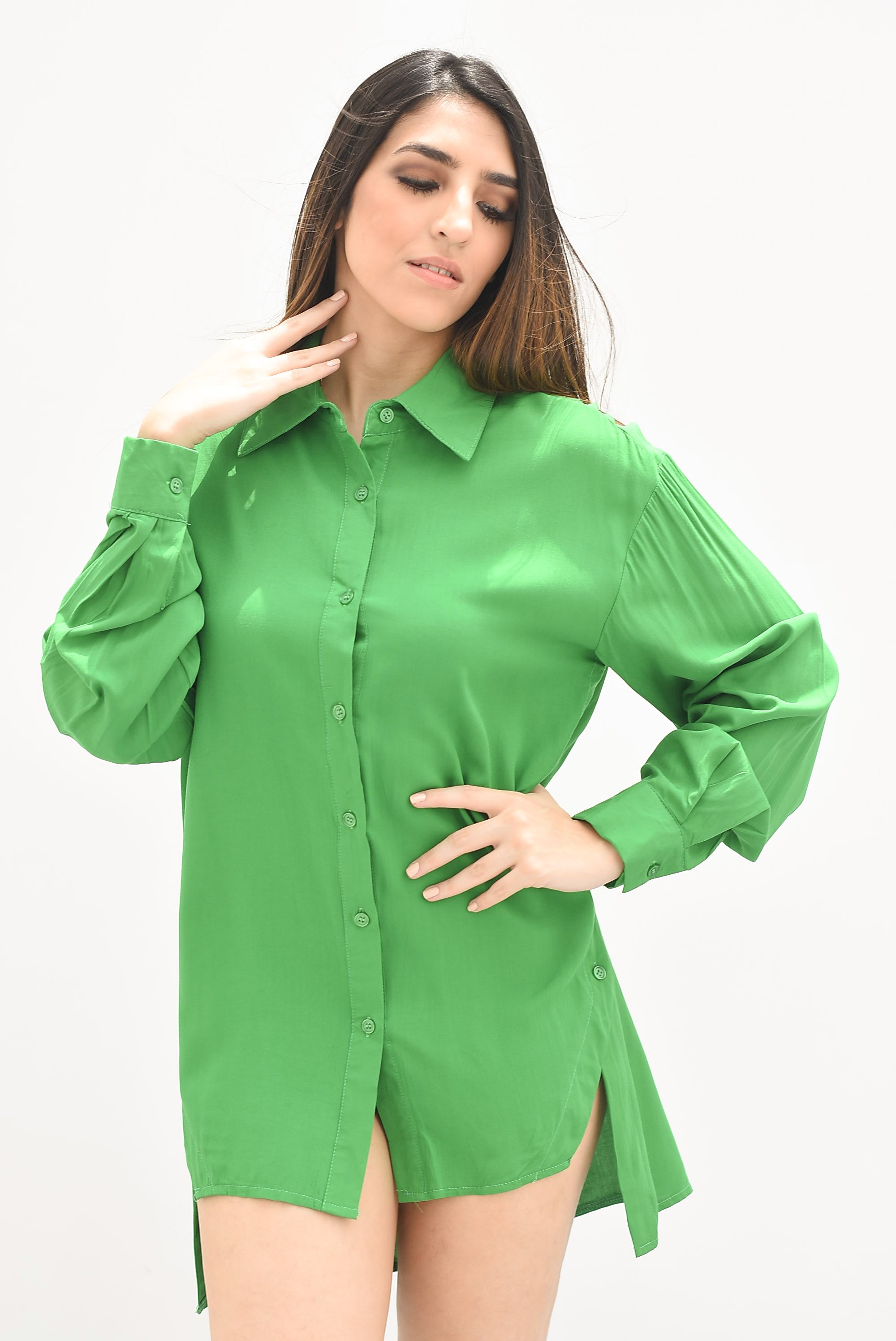 Camisa larga botones laterales