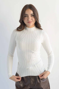 Fashion Styled Blusa punto cuello perkins Blanco