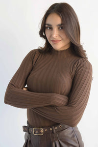 Fashion Styled Blusa punto cuello perkins Espresso