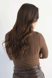 Fashion Styled Blusa punto cuello perkins Espresso