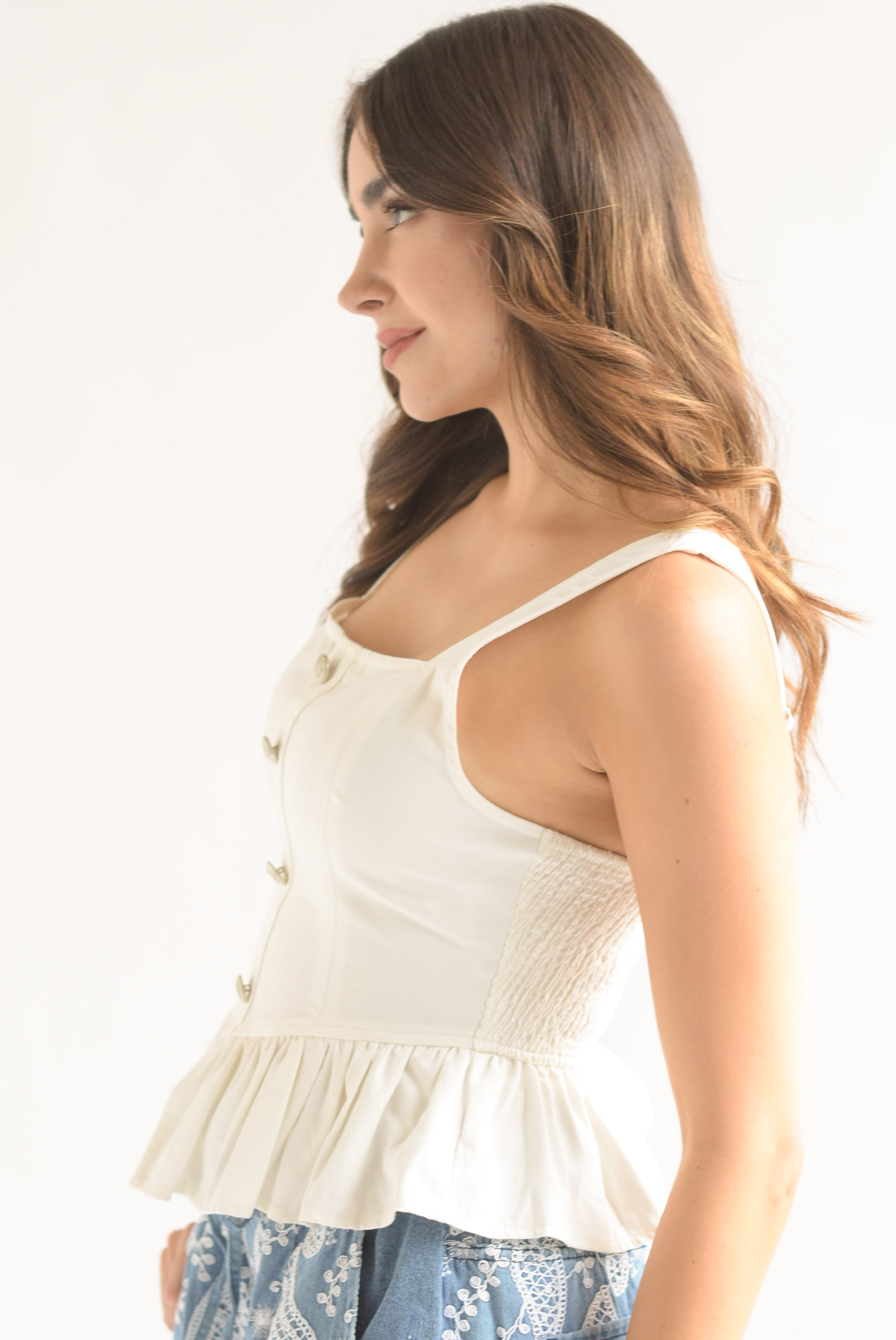 Blusa peplum tirante grueso Blanco