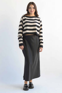 Fashion Styled Sweater franjas Negro & Ivory