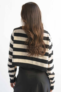 Fashion Styled Sweater franjas Negro & Ivory