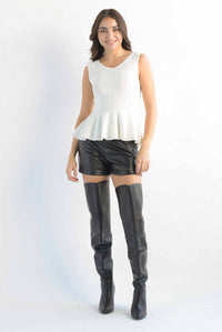 Fashion Styled Short vinipiel bolsillos simulados Negro